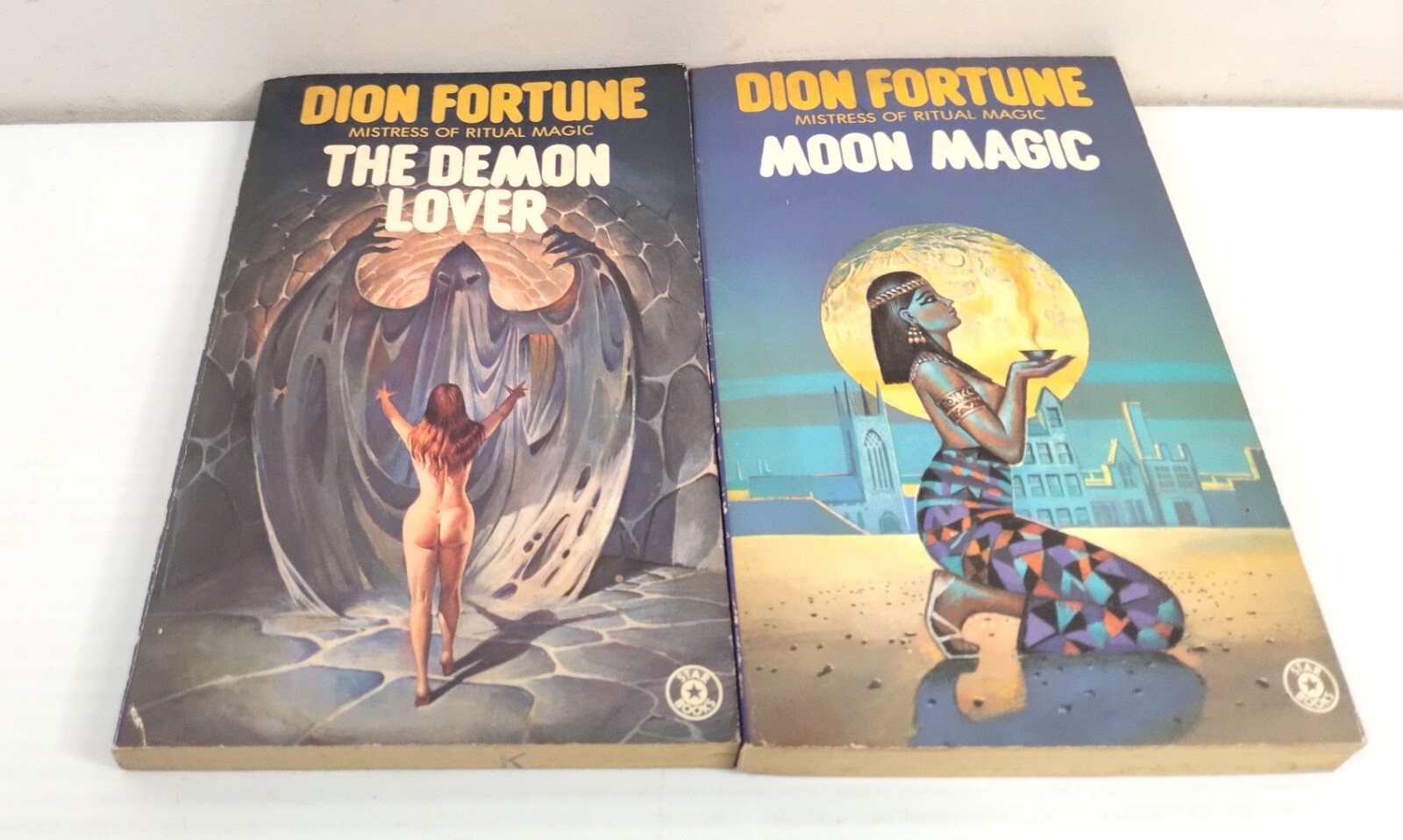 2 x Dion Fortune 1976 1st ED PBs DEMON LOVER MOON MAGIC Mistress of Ritual Magic