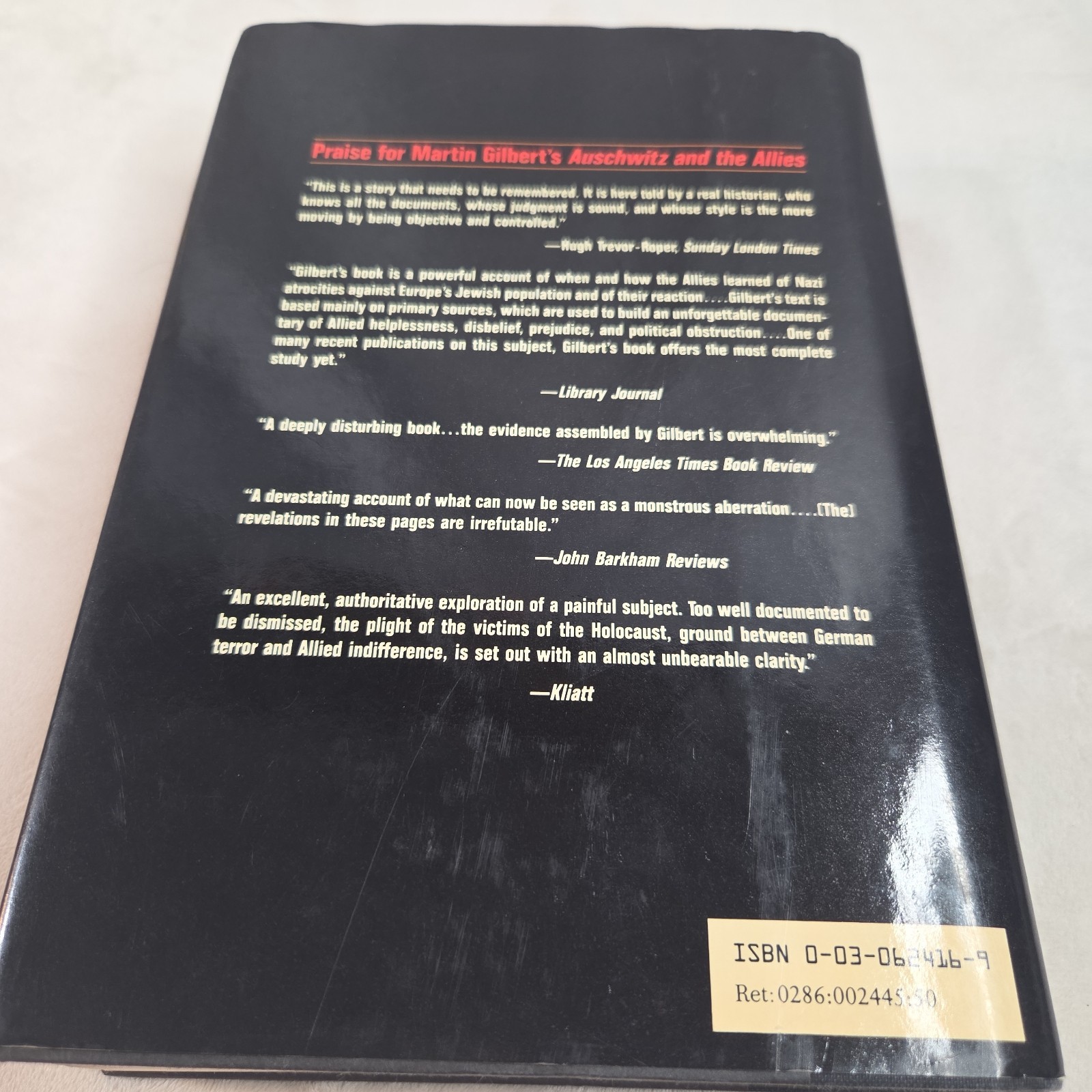 The Holocaust by Martin Gilbert First American Edition Hardcover DJ 1st Print
