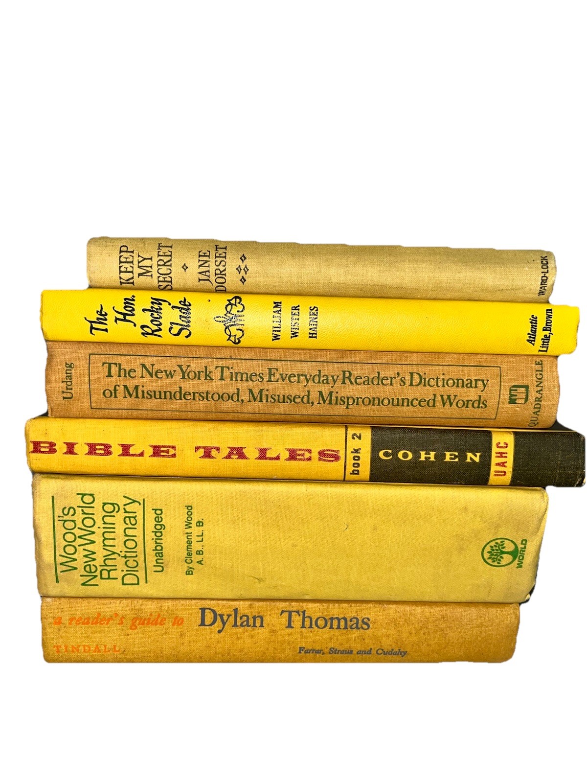 Vintage Book Lot Hardcover Books Decor Staging Lot of 6 Yellow Hues