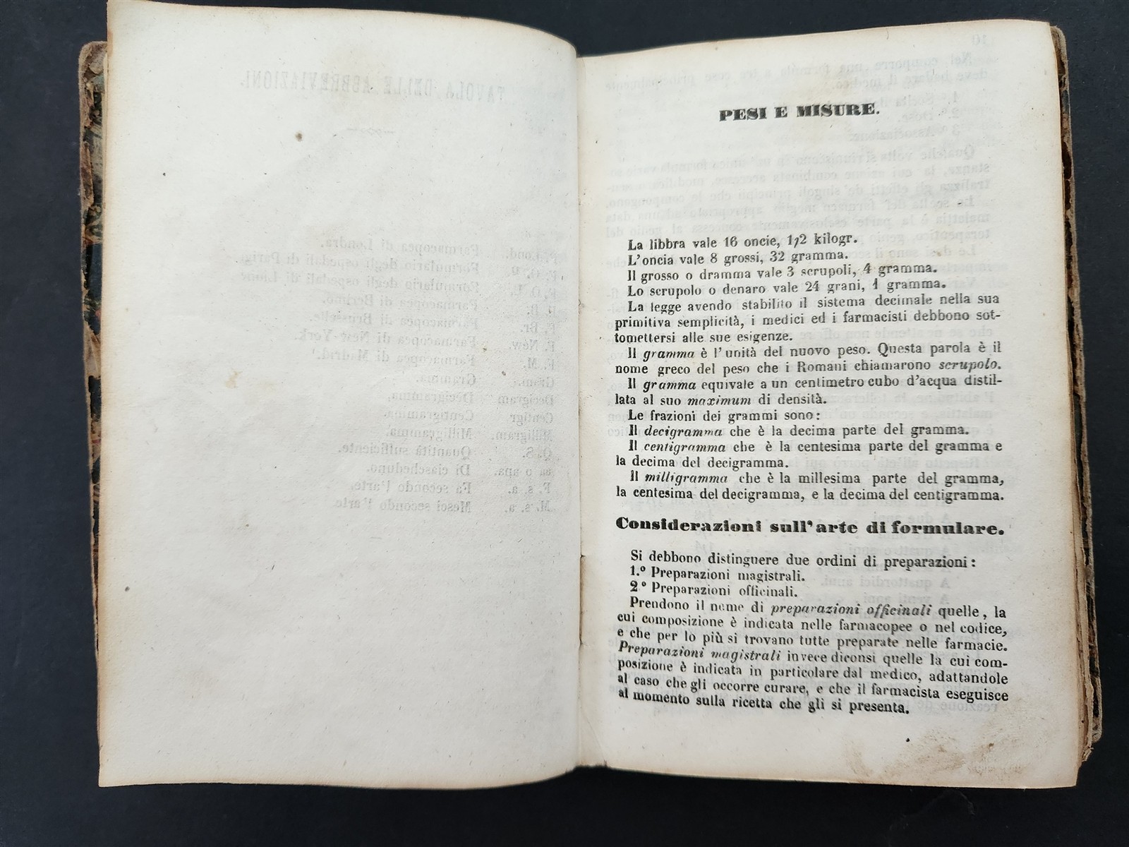 1853 antique MATERIA MEDICA & FORMOLARIO terapeutico italian medical BOOK