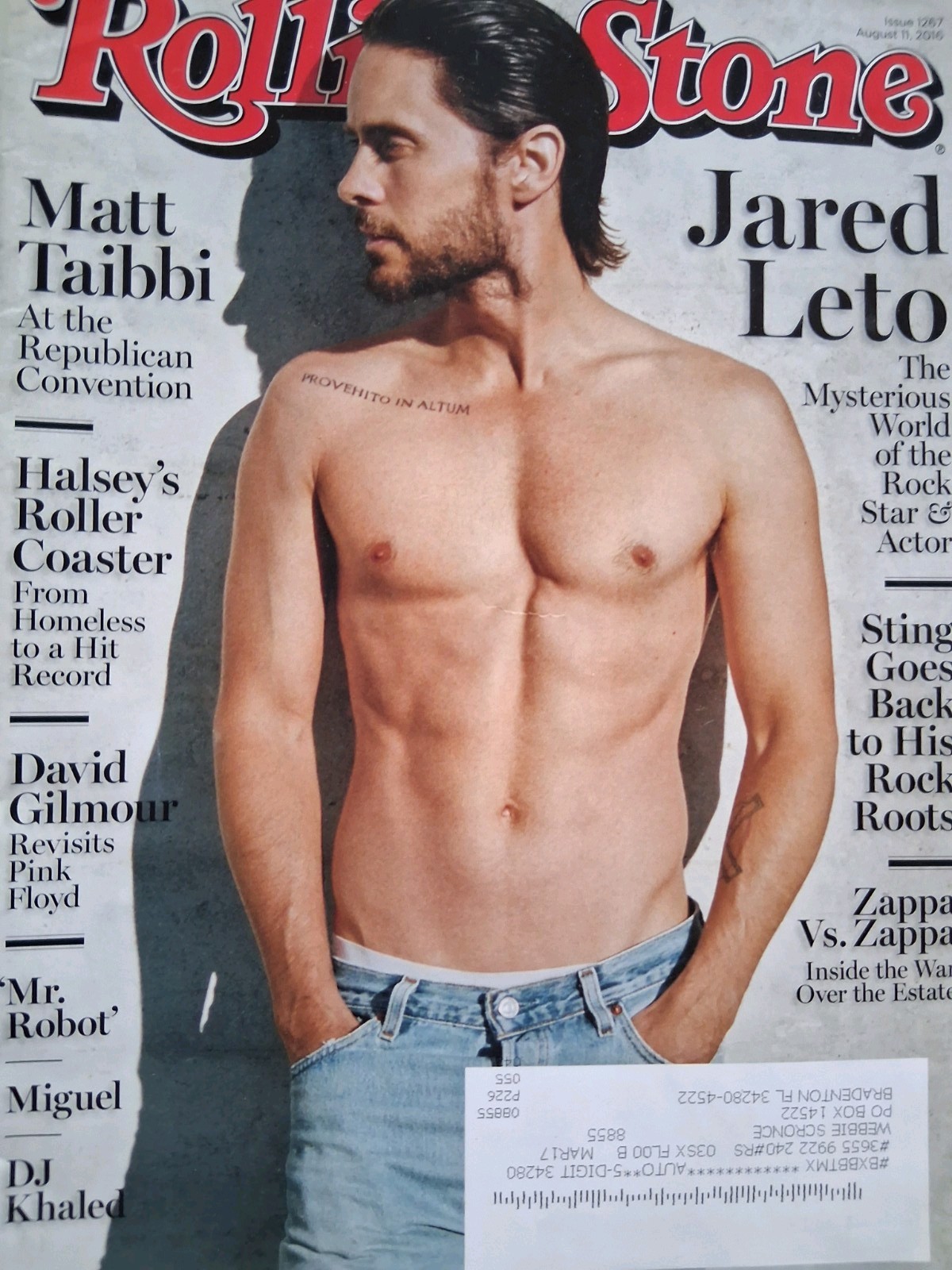 Rolling Stone Aug 11, 2016 JARED LETO-HALSEY-JEFF BECK-MIGUEL-FRANK ZAPPA-STING