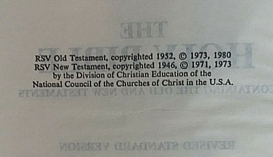 AMERICAN BIBLE SOCIETY ABS HOLY BIBLE REVISED STANDARD VERSION 1980