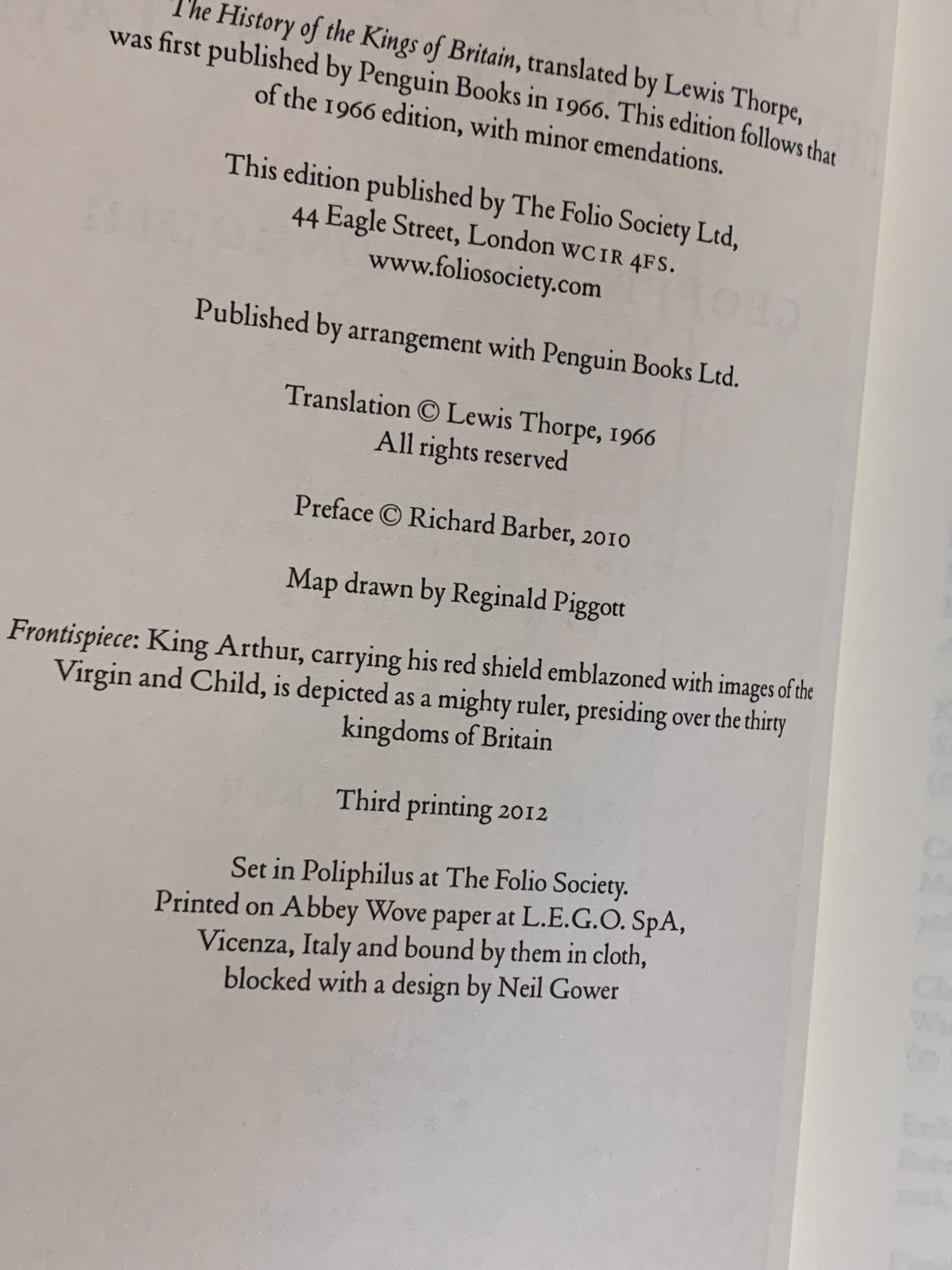 The History Of The Kings Of Britain (2012 Folio Society) Illustrated/Slipcase/HC