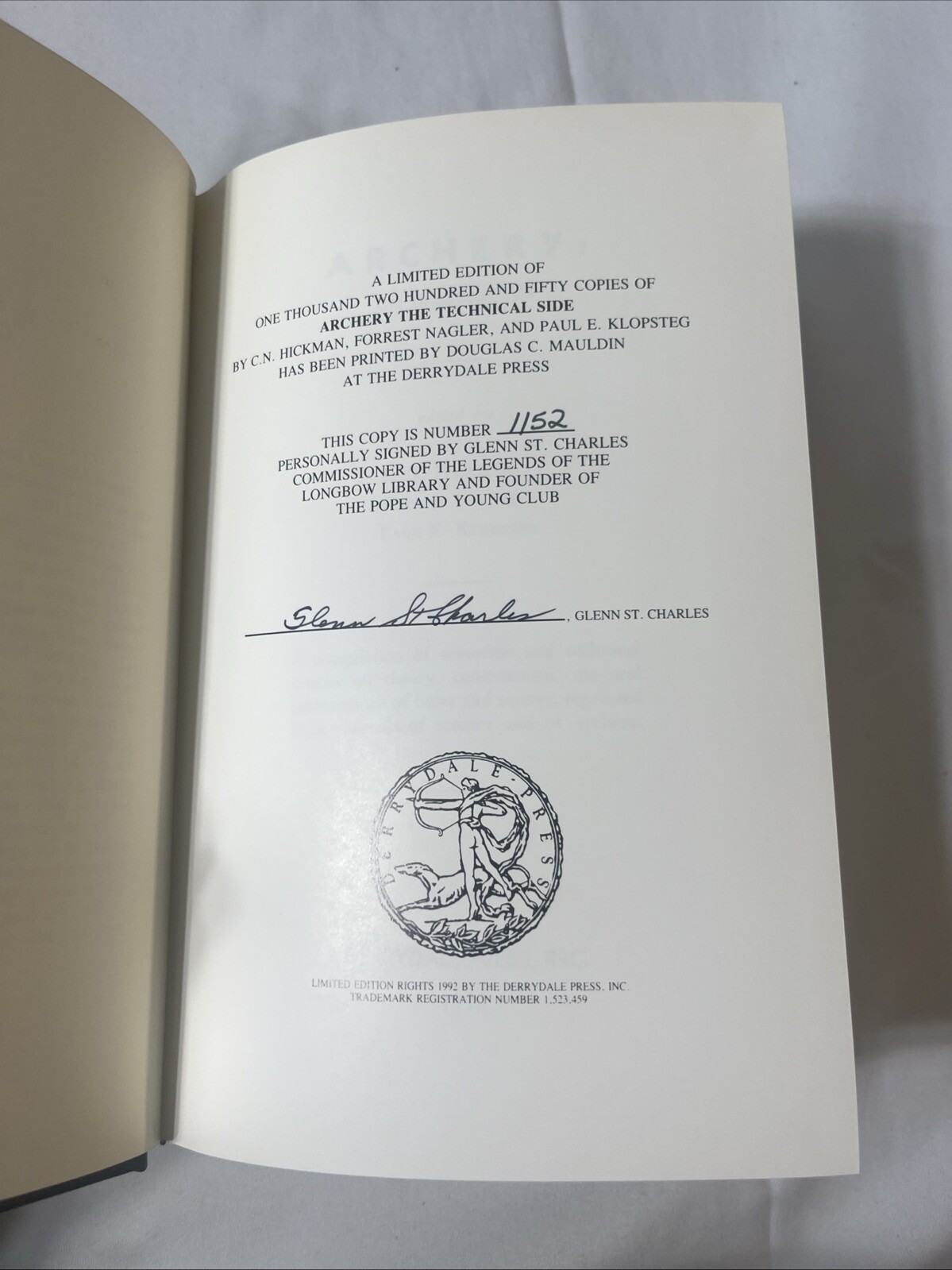 Archery the Technical Side, Signed Limited #1152, St. Charles Legends of Longbow