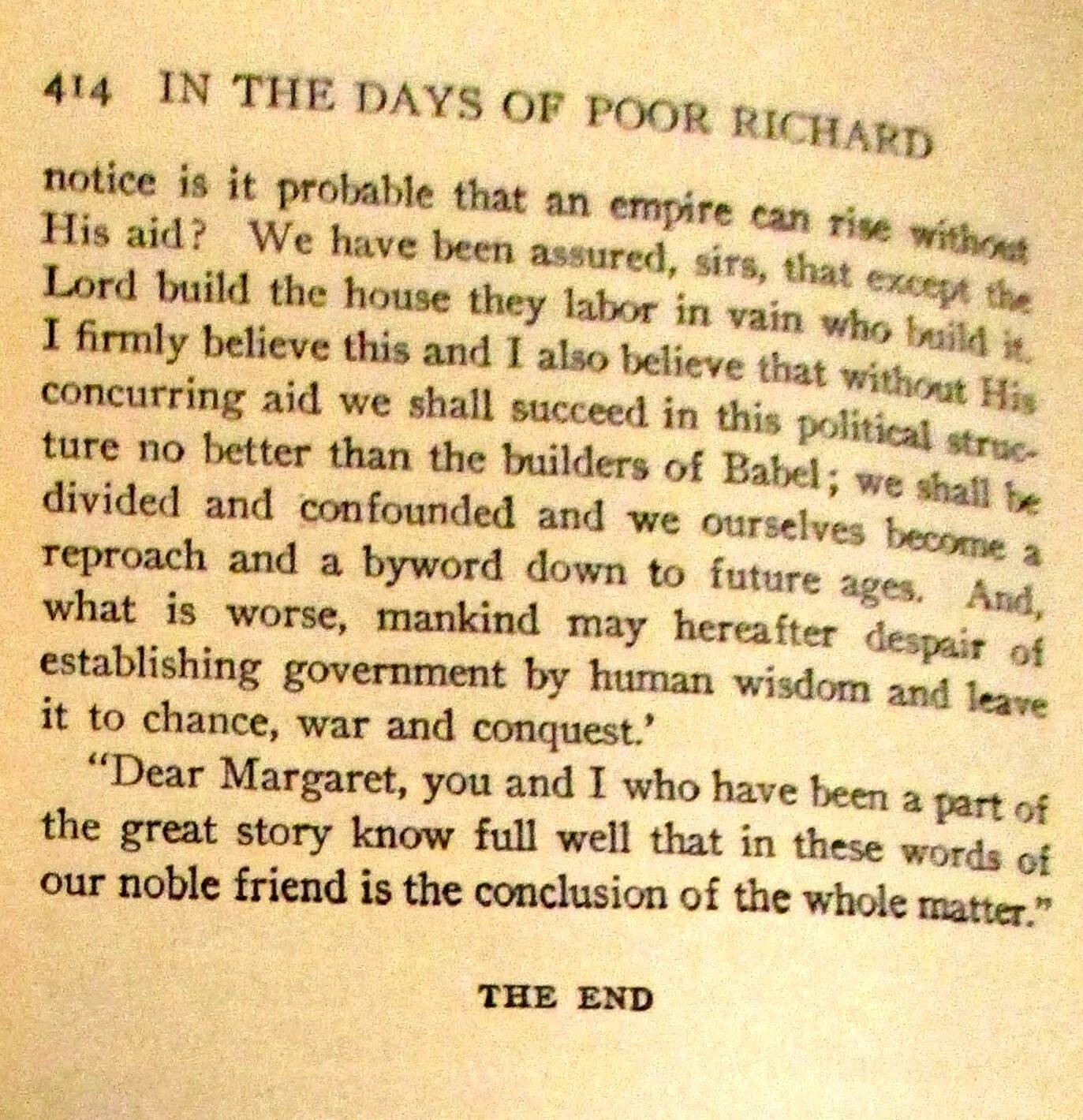 1922 In The Days of Poor Richard by Irving Bacheller H/C 414 Pages