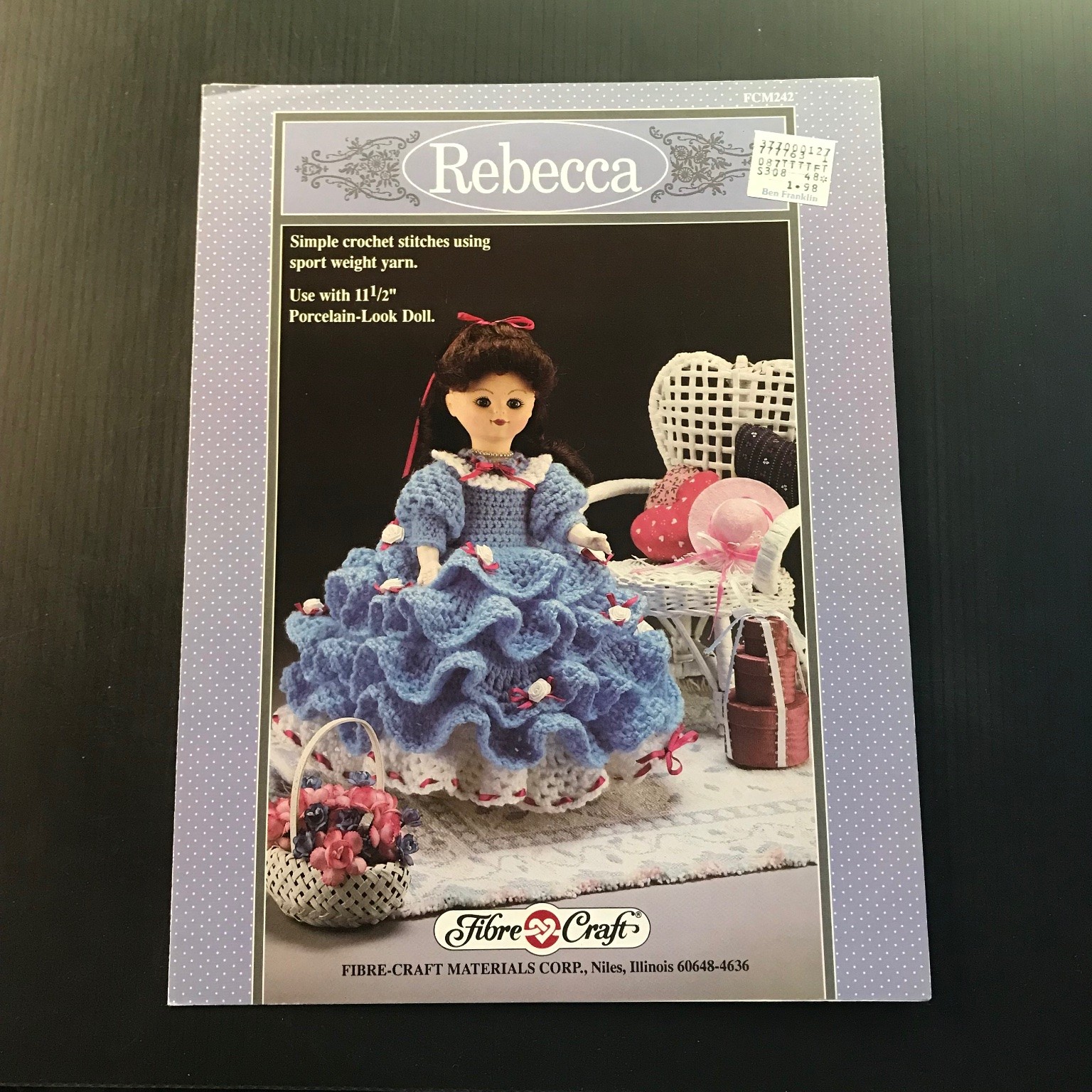 Rebecca Crochet Pattern Book 11.5″ Porcelain Doll Dress FCM242 1991