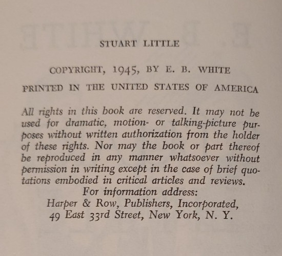 Vtg (1945) Stuart Little by E.B. White HC / DJ Book Club Edition