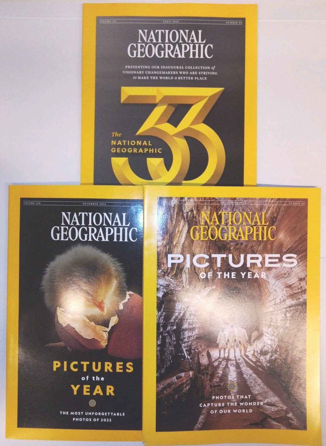 National Geographic, Mag Lot (3)Pictures Of The Year 2024 / 2025 & The 33 Founde