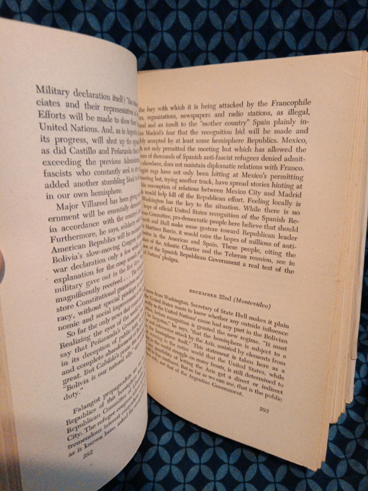 ARGENTINE DIARY by Ray Josephs, First Print 1944, Random House, HC, Dust Jacket