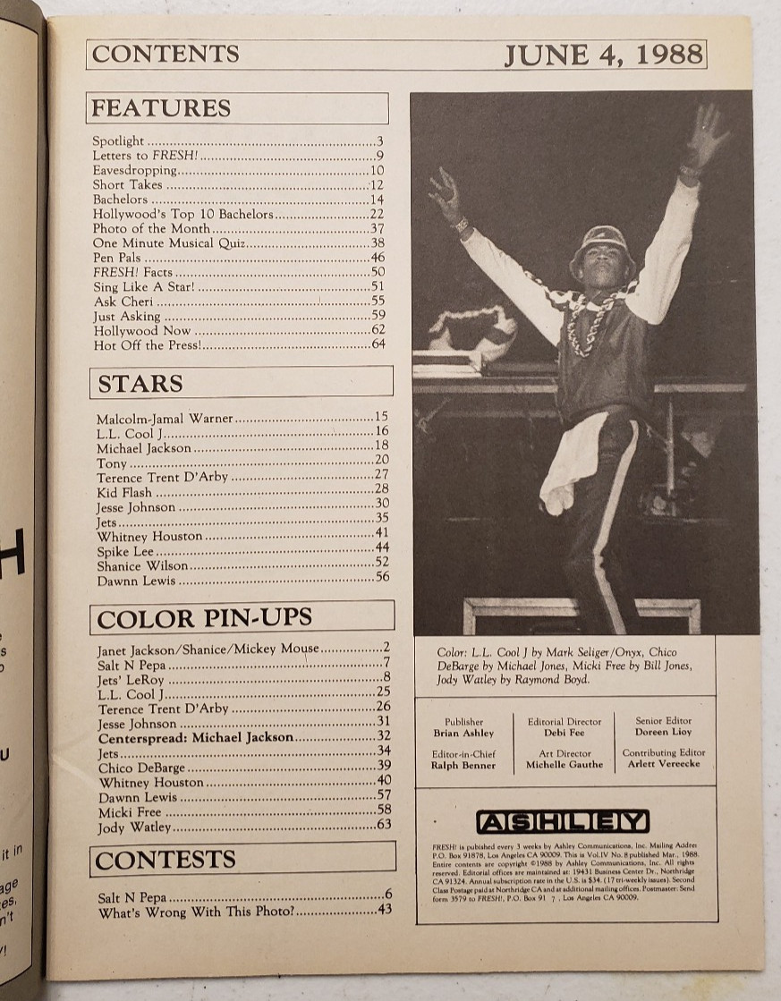 Fresh! Magazine June 1988 Michael Jackson~Whitney Houston~LL Cool J~Salt N Pepa