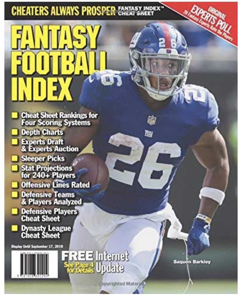 FANTASY FOOTBALL INDEX Magazine SAQUAN BARKLEY Index Cheat Sheet EXPERTS POLL