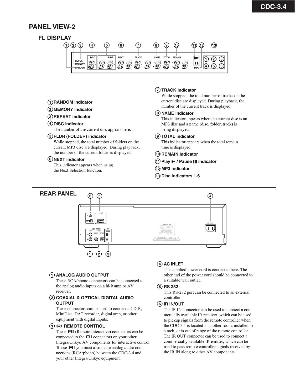 INTEGRA ONKYO CDC-34 Compact Disc Changer Service Manual 2003, FOLDOUTS