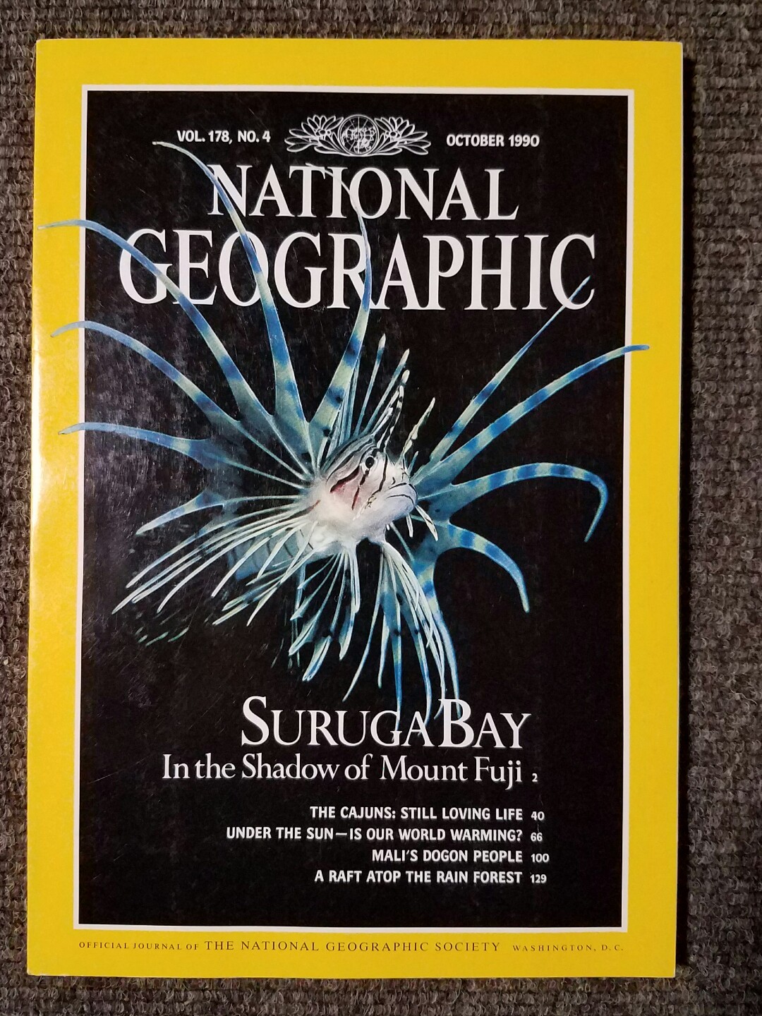 National Geographic magazine October 1990 Suruga Bay, Cajuns, Sun on Earth, Mali