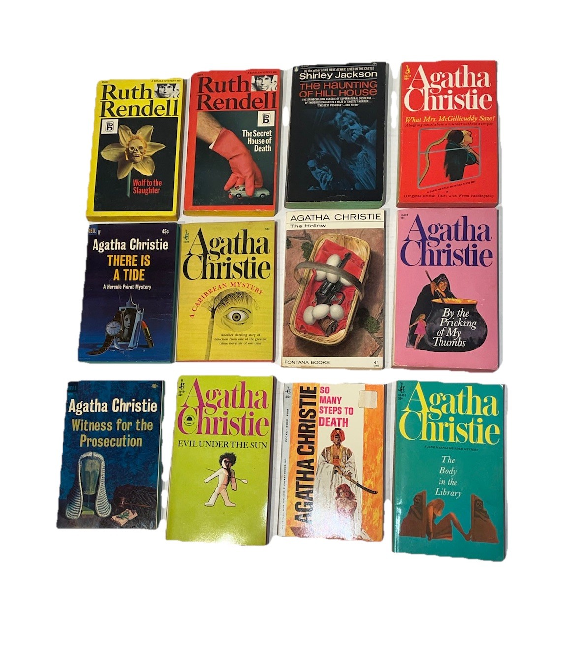 Lot of 12 Vintage Mystery Pulp Fiction Paperback Books 50s-60s Christie, Rendell