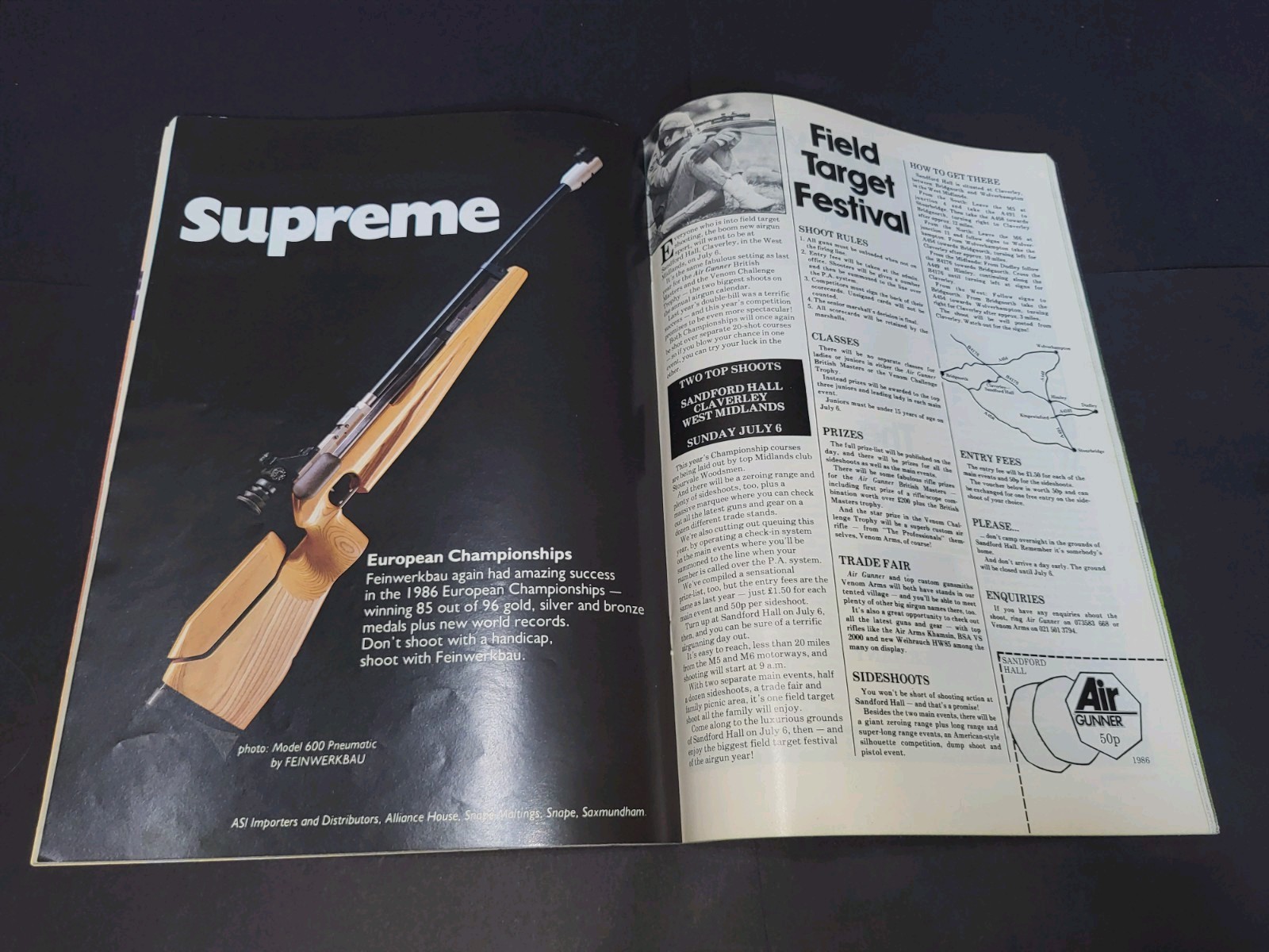 1986 Vintage Air Gunner Gun Magazine Centerfold Poster Airgun Brittish European