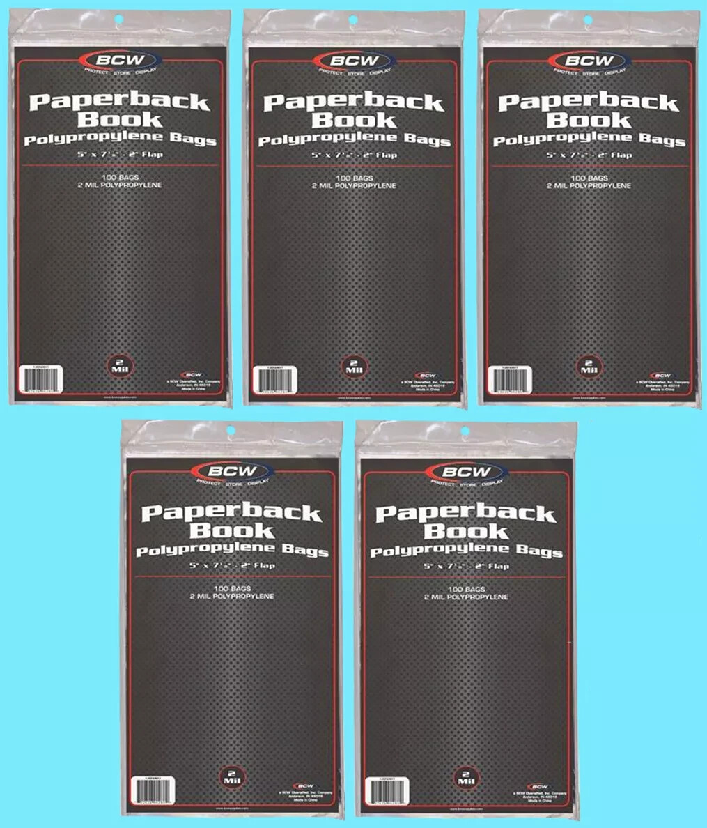 500 BCW PAPERBACK BOOK 2 MIL BAGS 5 x 7-3/8 inches Storage Archival Cover Sleeve